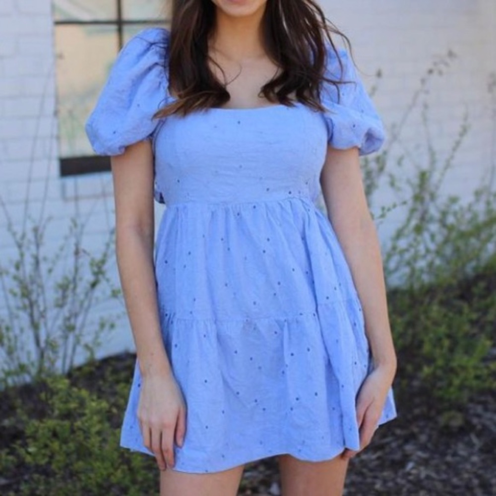 Blue eyelet dress